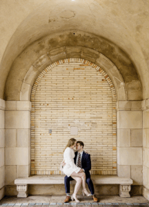 Romantic garden engagement photos at George Eastman Museum in Rochester NY