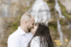 Romantic waterfall engagement photos at Delphi Falls near Syracuse NY